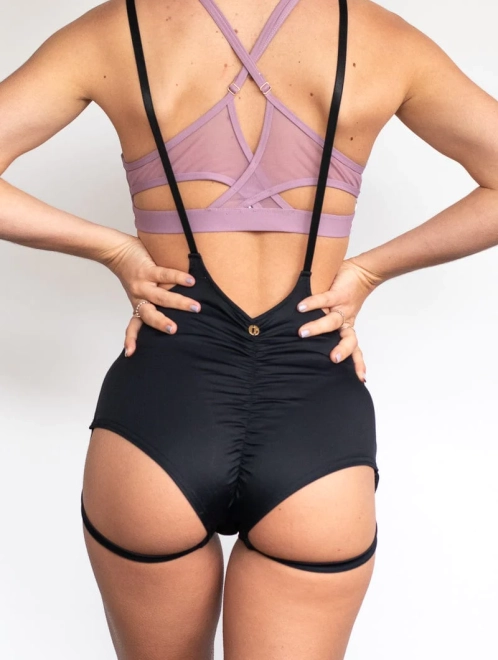 Zena Garter Overalls Shorts BLACK – LUNALAE